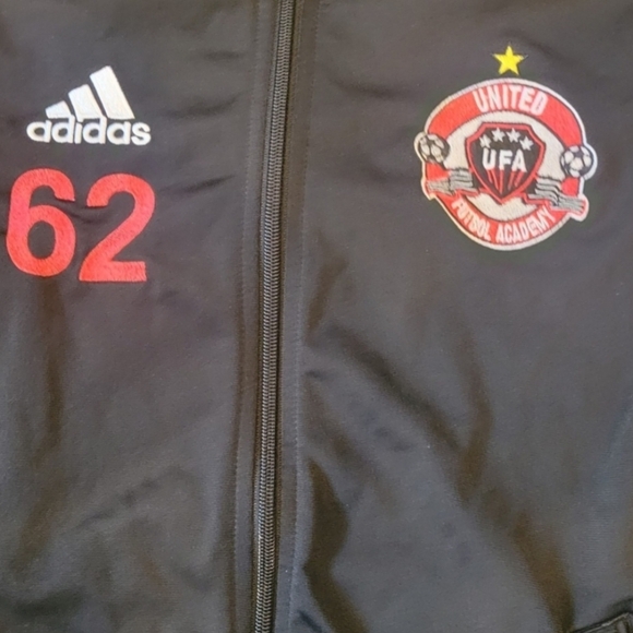 Adidas SZ L Athleisure Casual Lightweight Black Zip Up Track Jacket w/UFA Patch - Picture 1 of 10